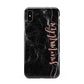 Black Marble Vertical Glitter Personalised Name Apple iPhone Xs Max 3D Tough Case