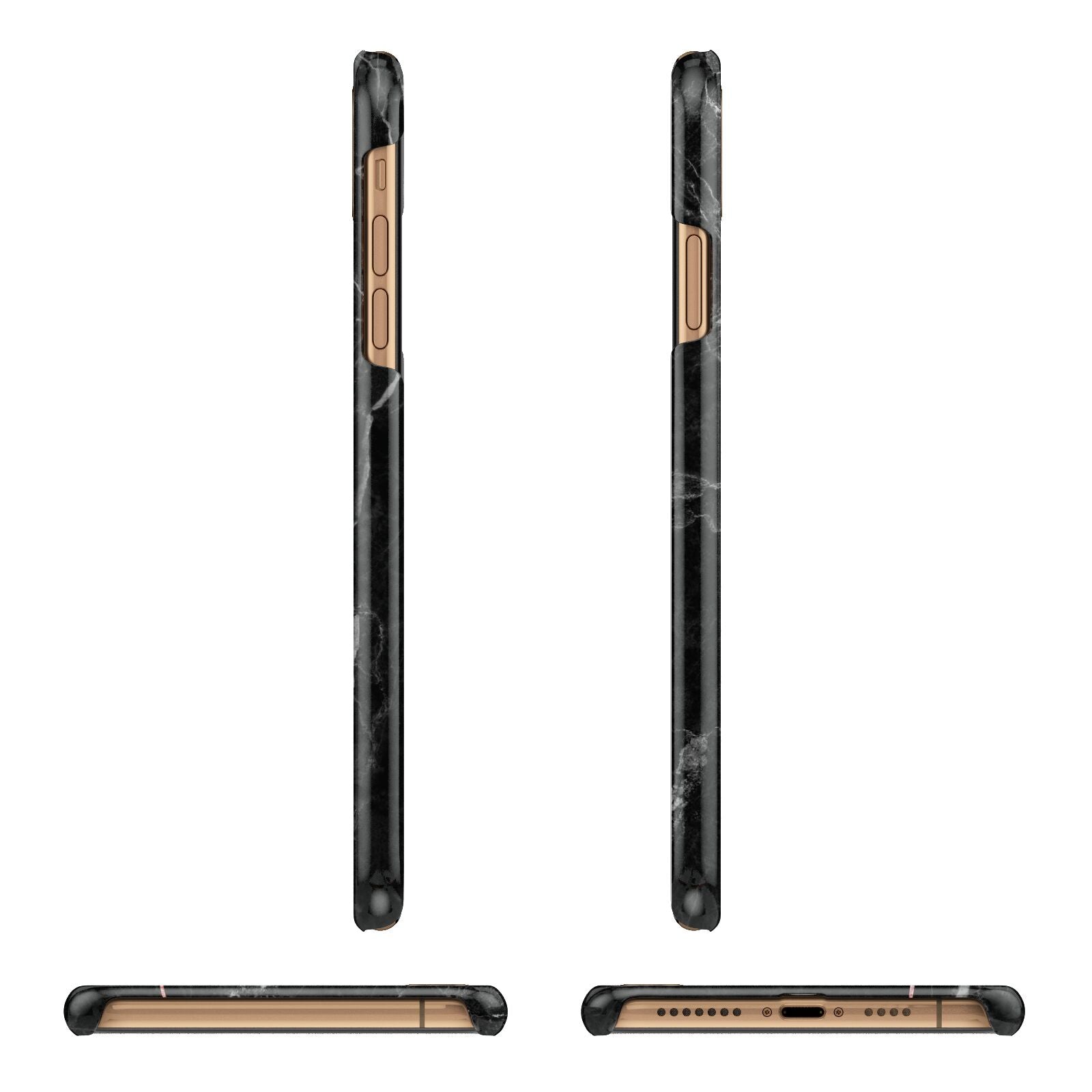 Black Marble Vertical Glitter Personalised Name Apple iPhone Xs Max 3D Wrap Snap Case Angled Images