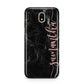 Black Marble Vertical Glitter Personalised Name Samsung J5 2017 Case
