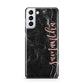 Black Marble Vertical Glitter Personalised Name Samsung S21 Plus Phone Case
