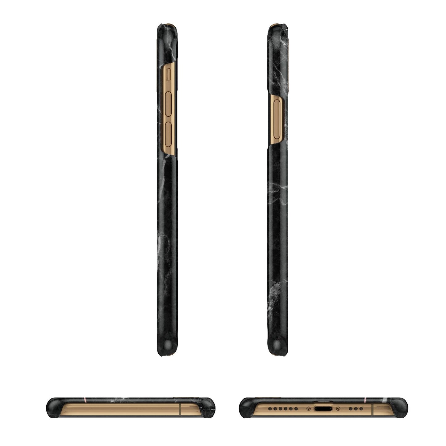 Black Marble Vertical Glitter Personalised Name iPhone 11 3D Snap Case Angle Images