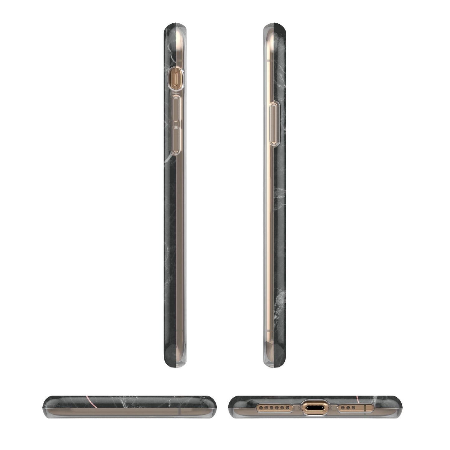 Black Marble Vertical Glitter Personalised Name iPhone 11 3D Tough Case Angle Images