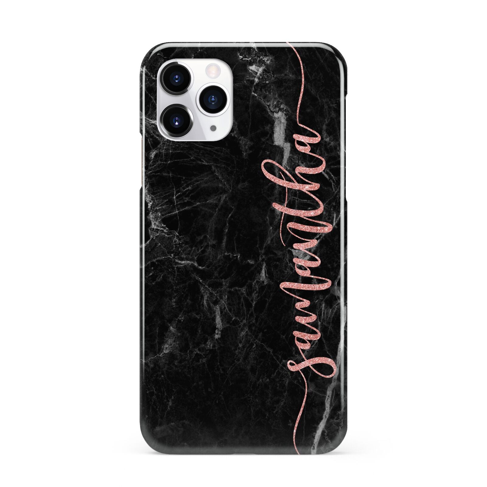 Black Marble Vertical Glitter Personalised Name iPhone 11 Pro 3D Snap Case
