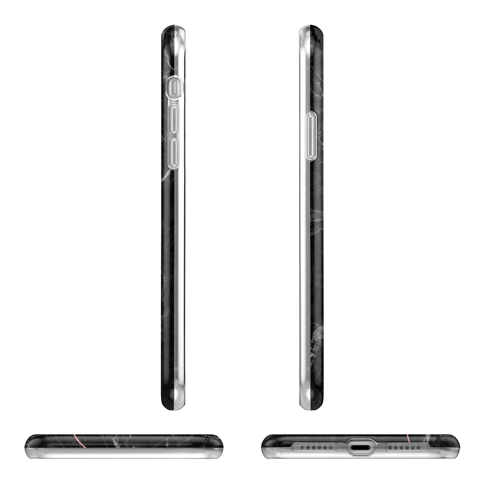 Black Marble Vertical Glitter Personalised Name iPhone 11 Pro 3D Tough Case Angle Images