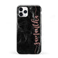 Black Marble Vertical Glitter Personalised Name iPhone 11 Pro 3D Tough Case