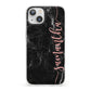 Black Marble Vertical Glitter Personalised Name iPhone 13 Clear Bumper Case