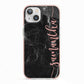 Black Marble Vertical Glitter Personalised Name iPhone 13 TPU Impact Case with Pink Edges