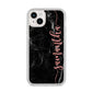 Black Marble Vertical Glitter Personalised Name iPhone 14 Plus Clear Tough Case Starlight