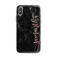 Black Marble Vertical Glitter Personalised Name iPhone X Bumper Case on Silver iPhone Alternative Image 1