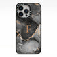 Black Marble iPhone 13 Pro Black Impact Case on Silver phone