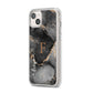 Black Marble iPhone 14 Plus Clear Tough Case Starlight Angled Image