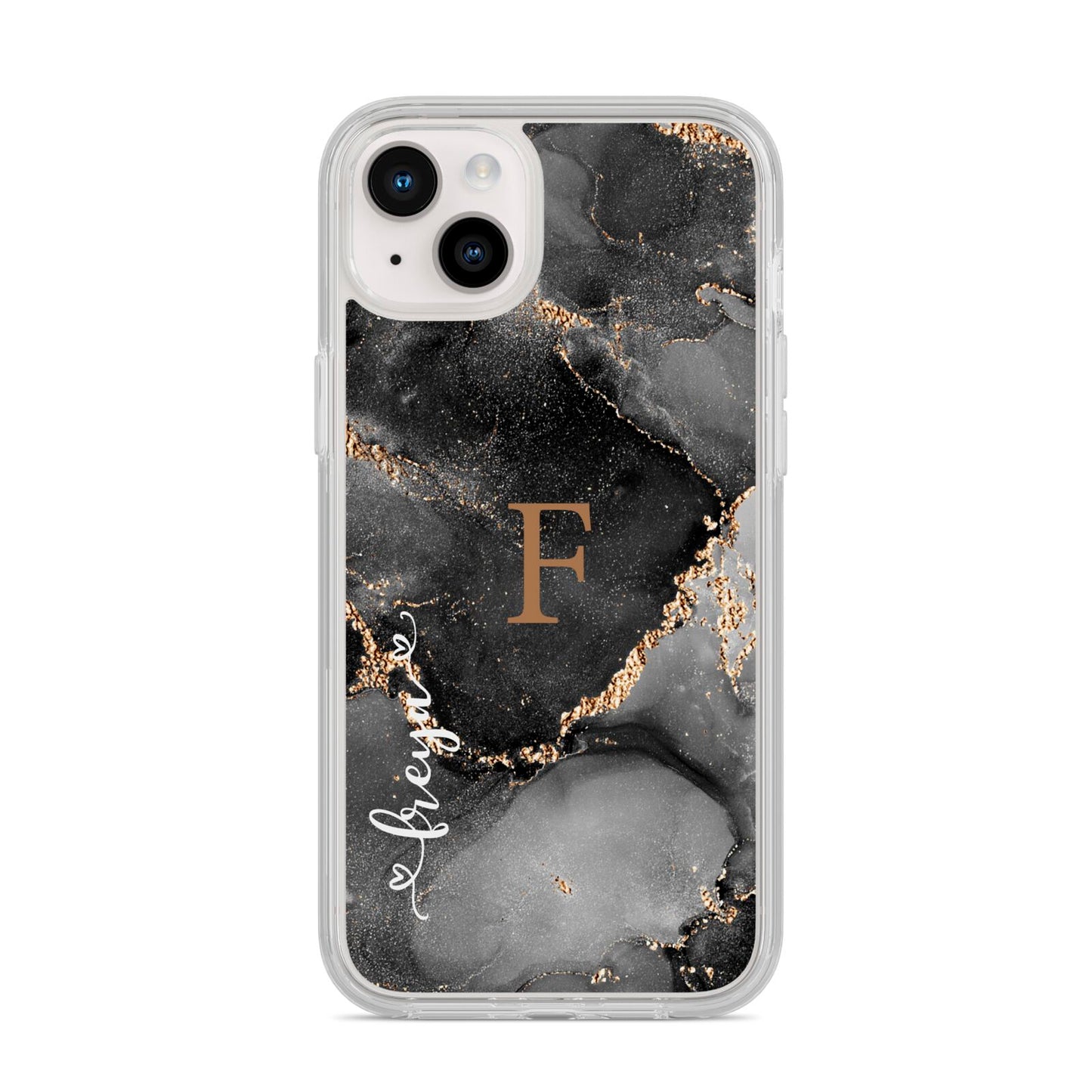 Black Marble iPhone 14 Plus Clear Tough Case Starlight