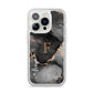 Black Marble iPhone 14 Pro Clear Tough Case Silver