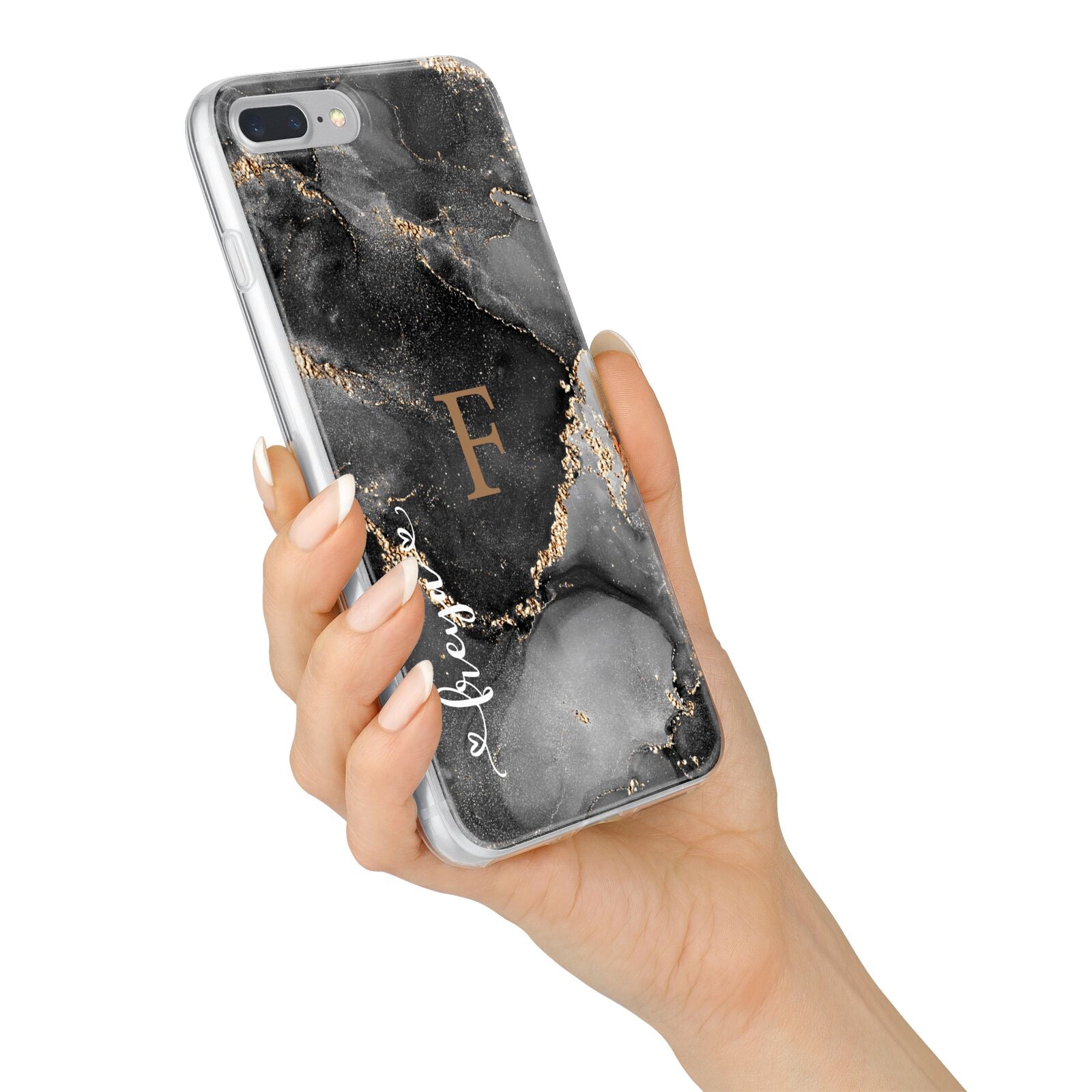 Black Marble iPhone 7 Plus Bumper Case on Silver iPhone Alternative Image