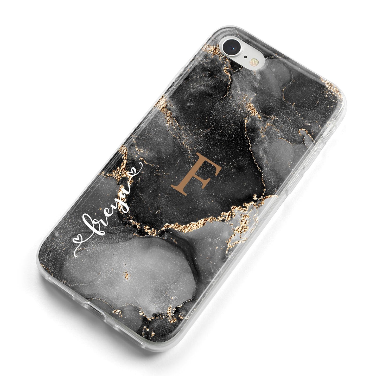Black Marble iPhone 8 Bumper Case on Silver iPhone Alternative Image