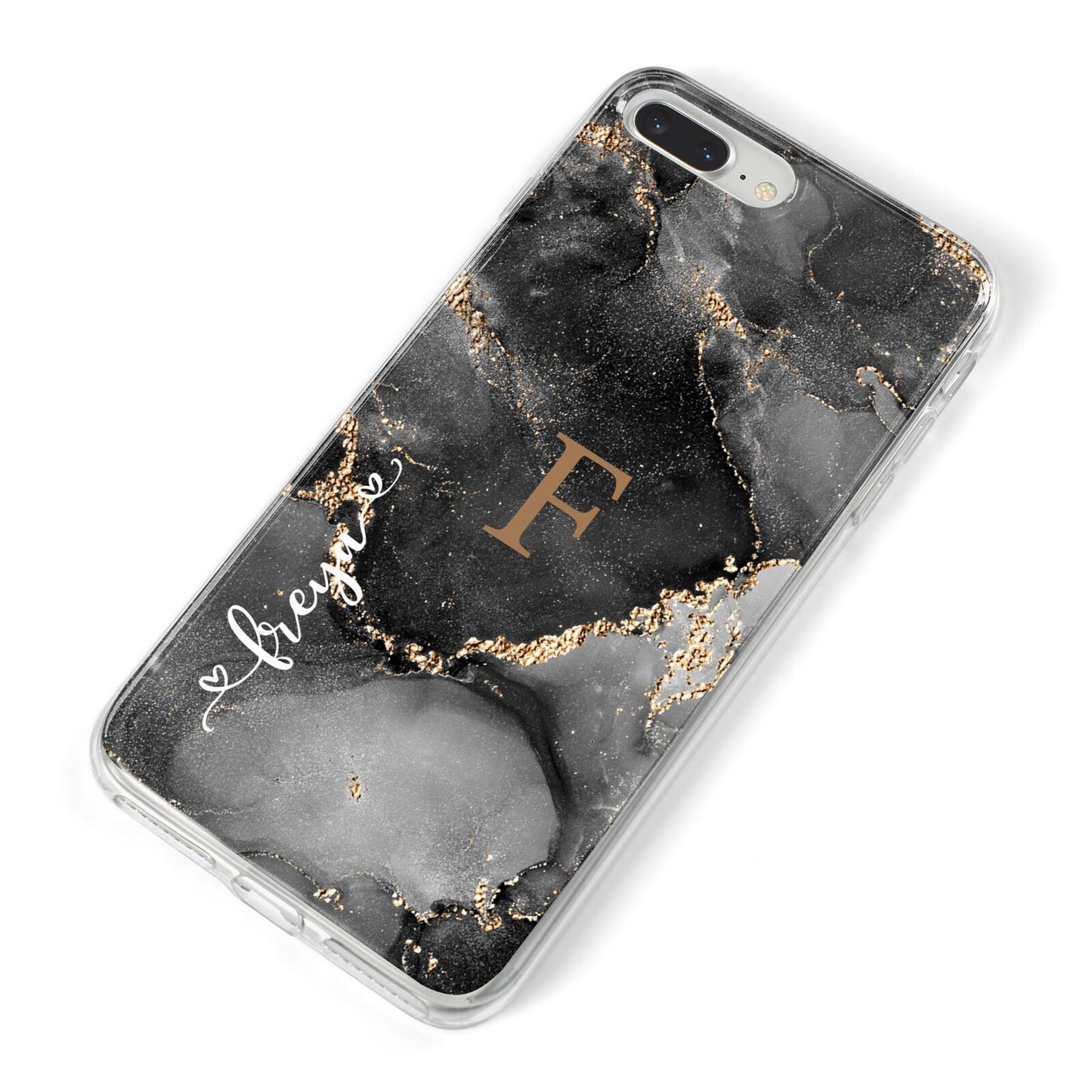 Black Marble iPhone 8 Plus Bumper Case on Silver iPhone Alternative Image