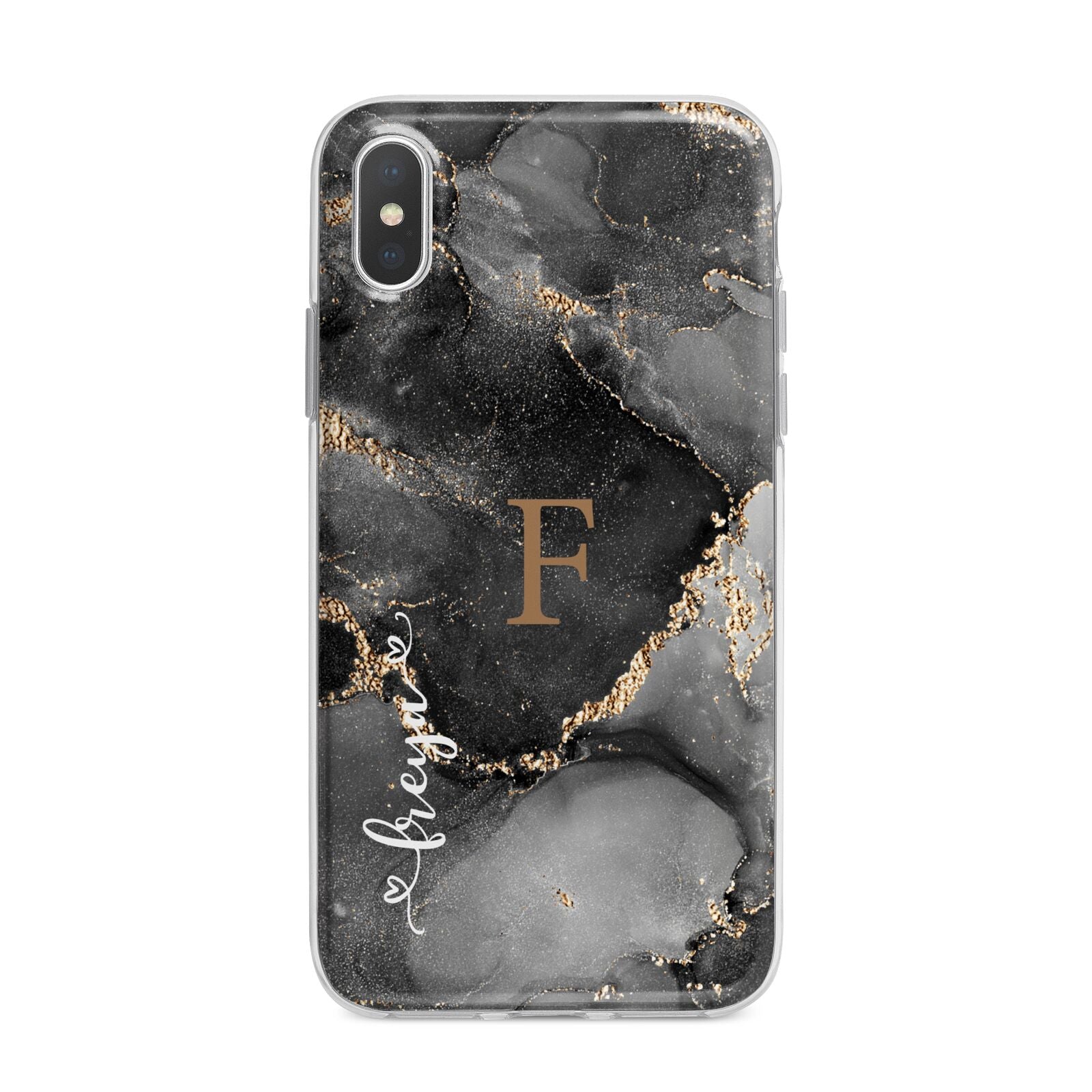 Black Marble iPhone X Bumper Case on Silver iPhone Alternative Image 1
