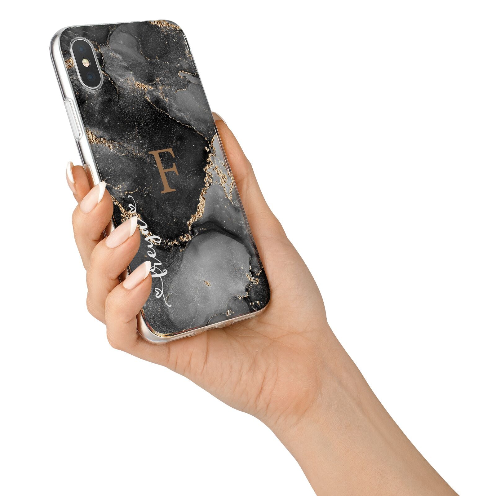 Black Marble iPhone X Bumper Case on Silver iPhone Alternative Image 2
