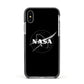 Black NASA Meatball Apple iPhone Xs Impact Case Black Edge on Silver Phone