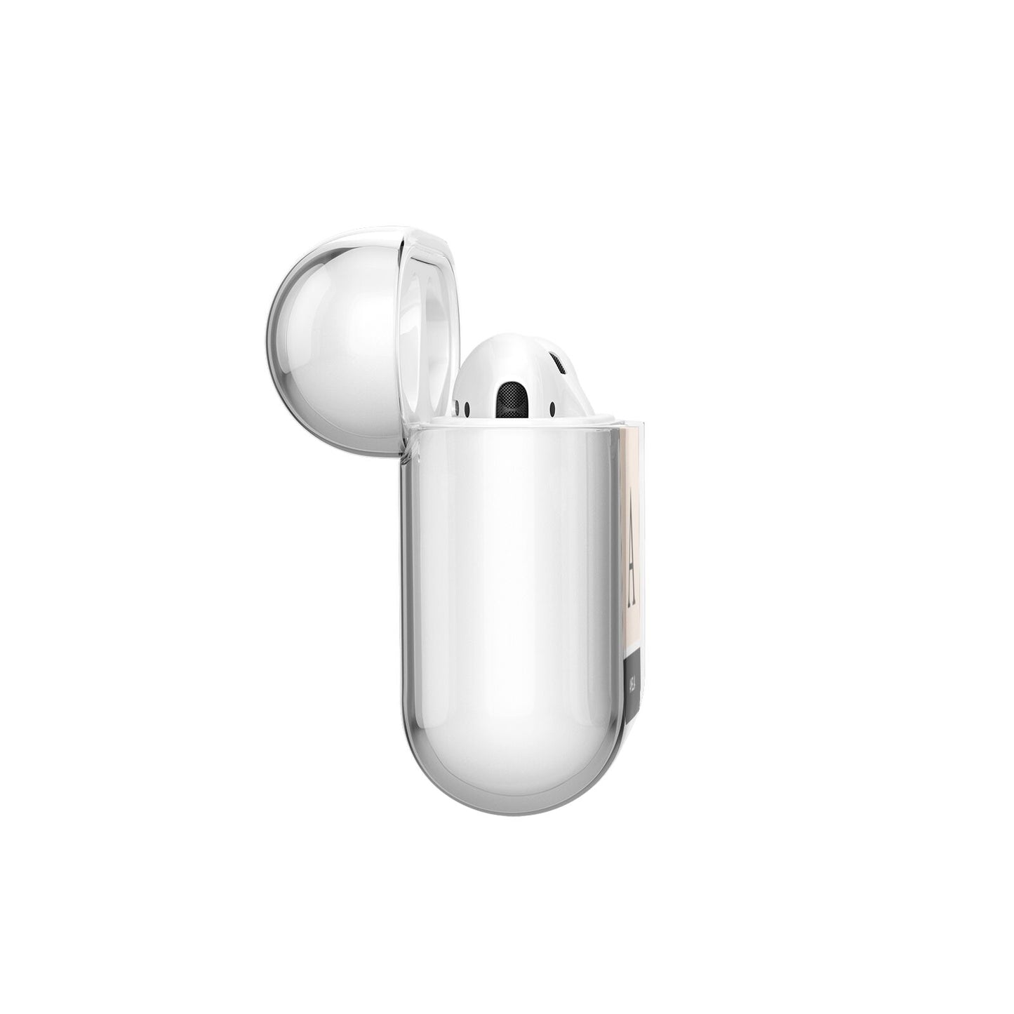 Black Neutral Personalised Initial AirPods Case Side Angle