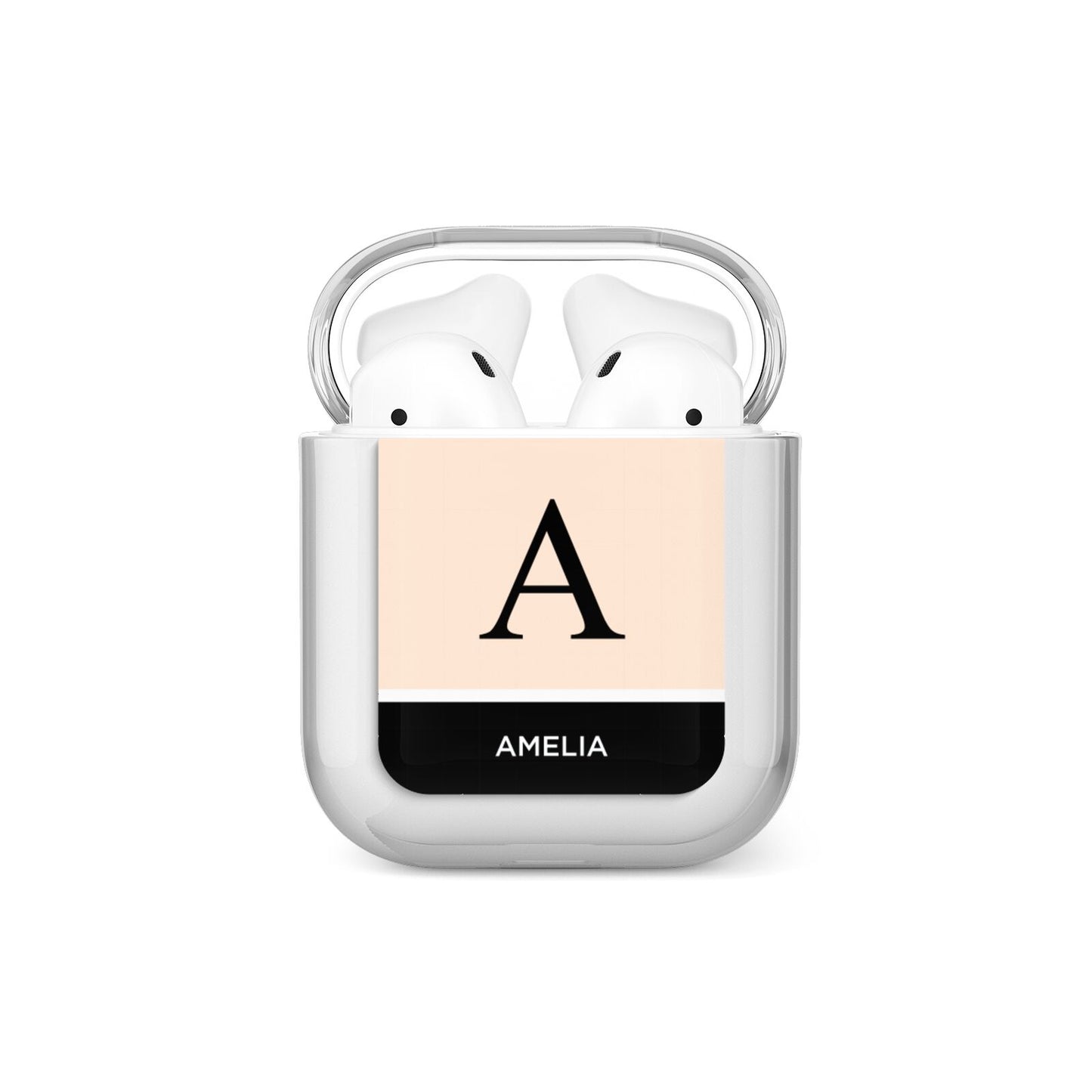Black Neutral Personalised Initial AirPods Case