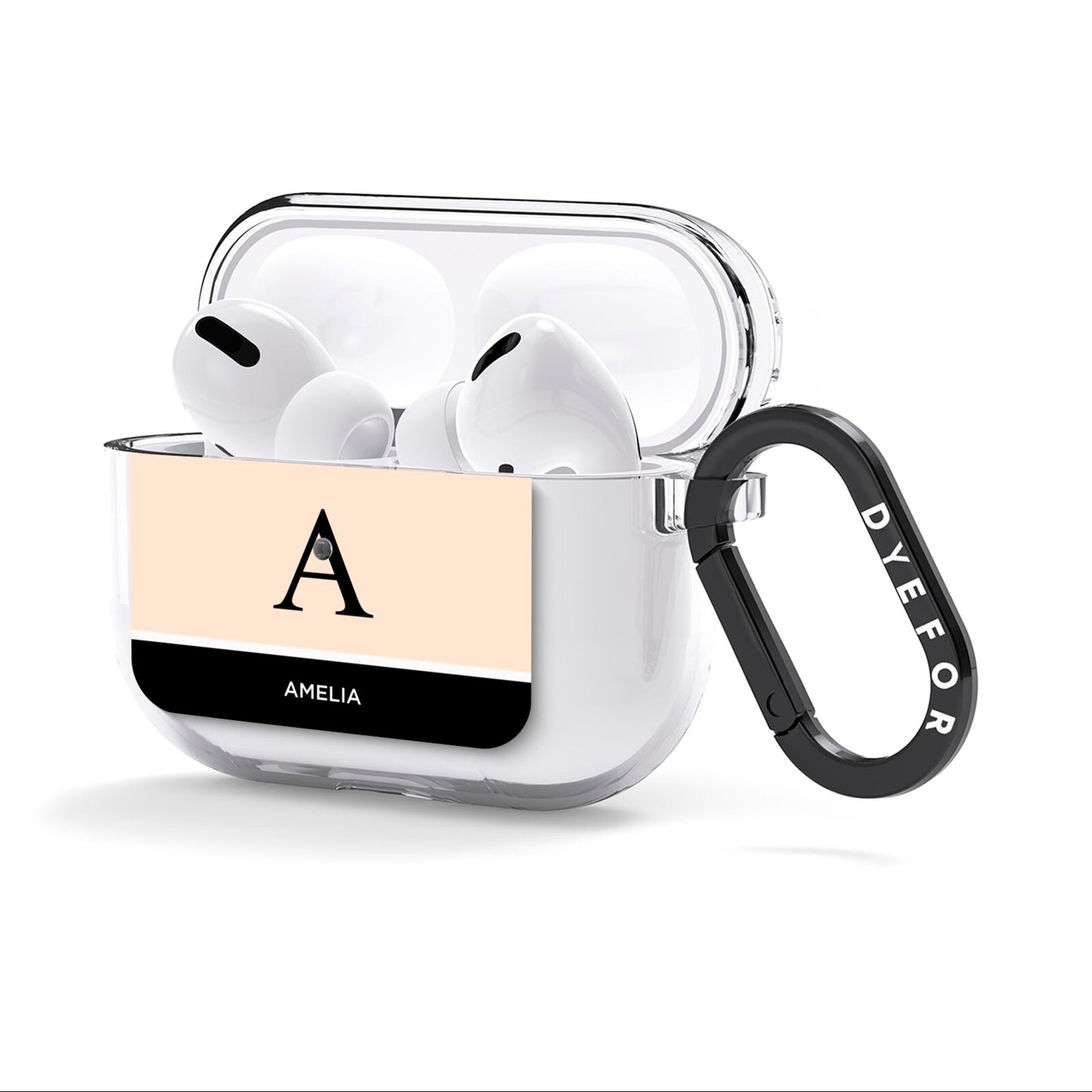 Black Neutral Personalised Initial AirPods Clear Case 3rd Gen Side Image