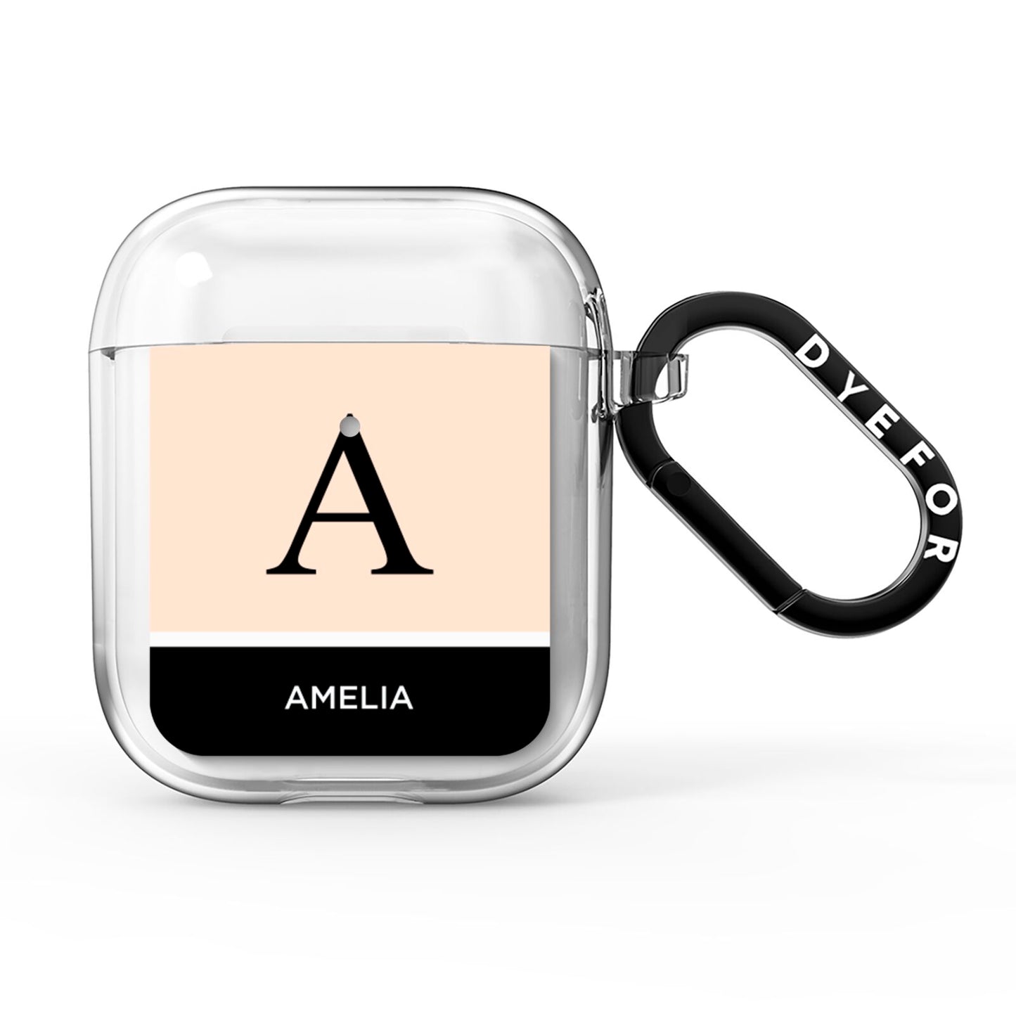 Black Neutral Personalised Initial AirPods Clear Case