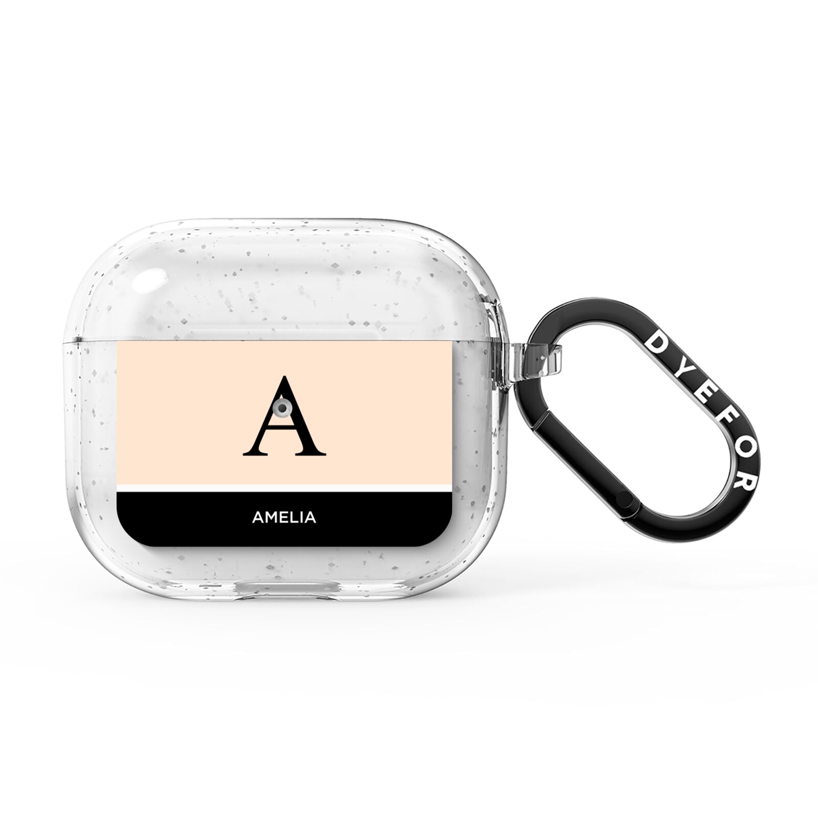 Black Neutral Personalised Initial AirPods Glitter Case 3rd Gen