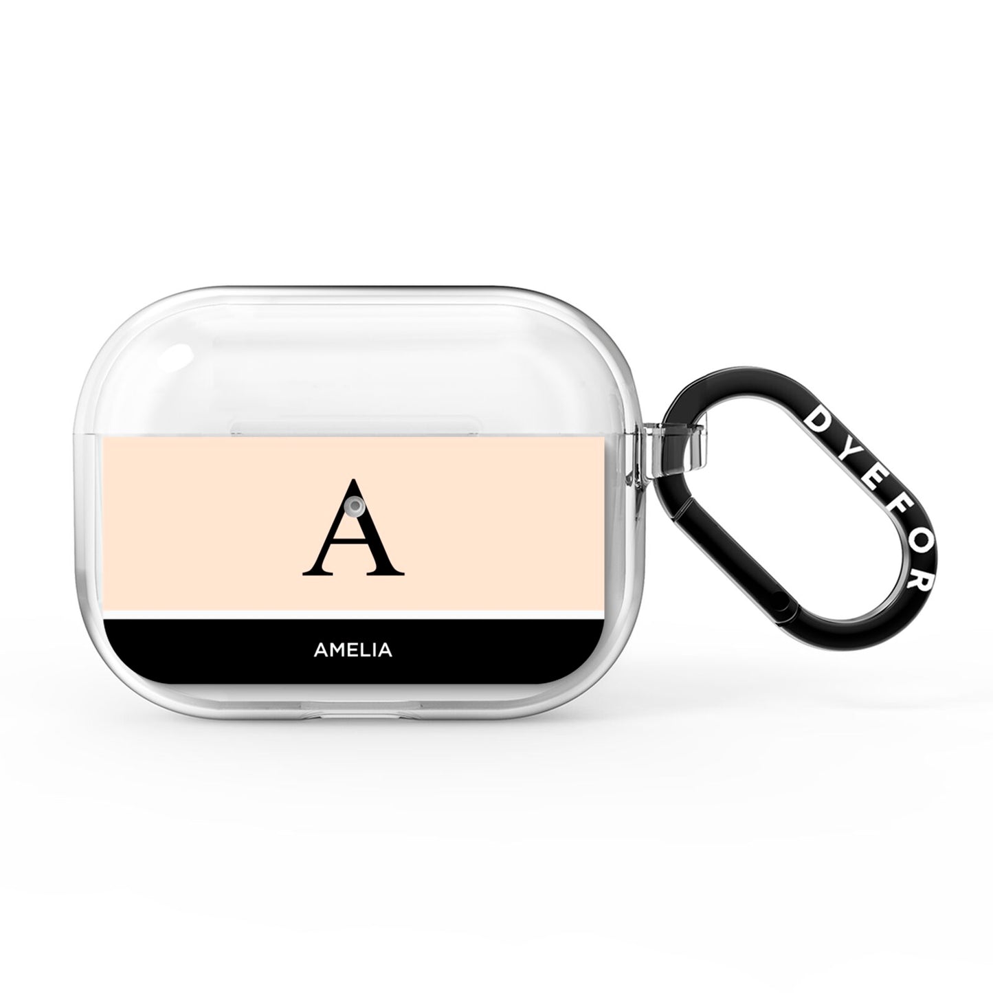 Black Neutral Personalised Initial AirPods Pro Clear Case