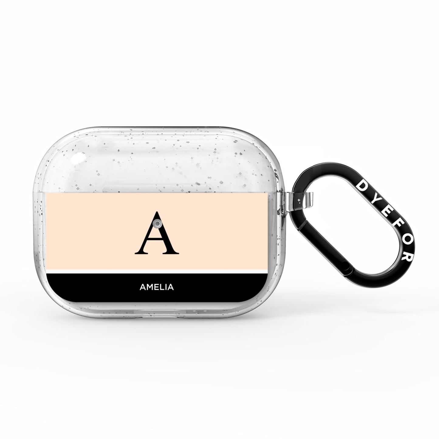 Black Neutral Personalised Initial AirPods Pro Glitter Case
