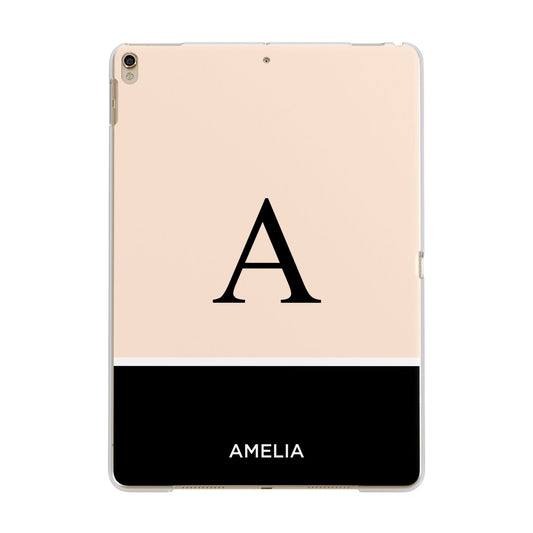 Black Neutral Personalised Initial Apple iPad Gold Case