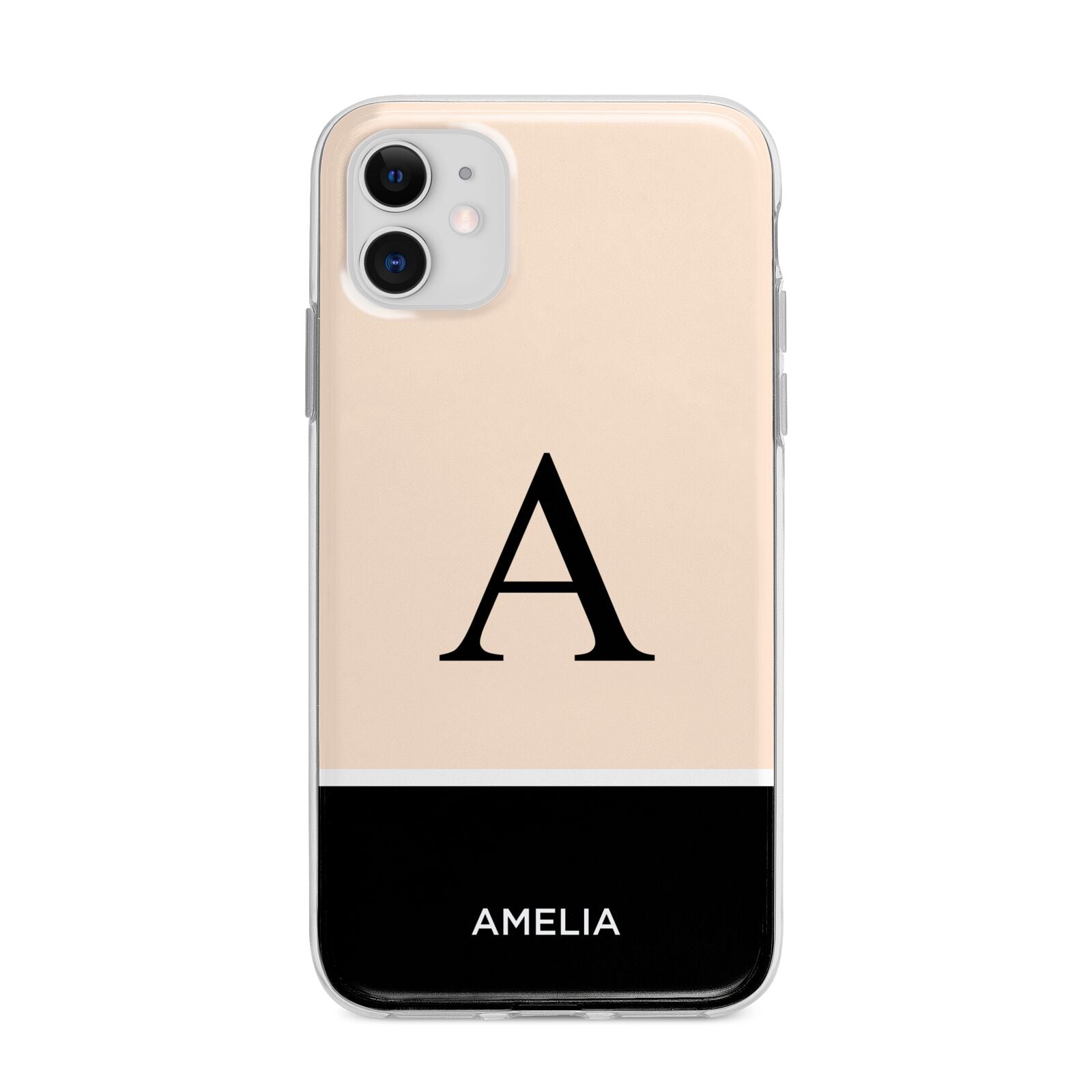 Black Neutral Personalised Initial Apple iPhone 11 in White with Bumper Case
