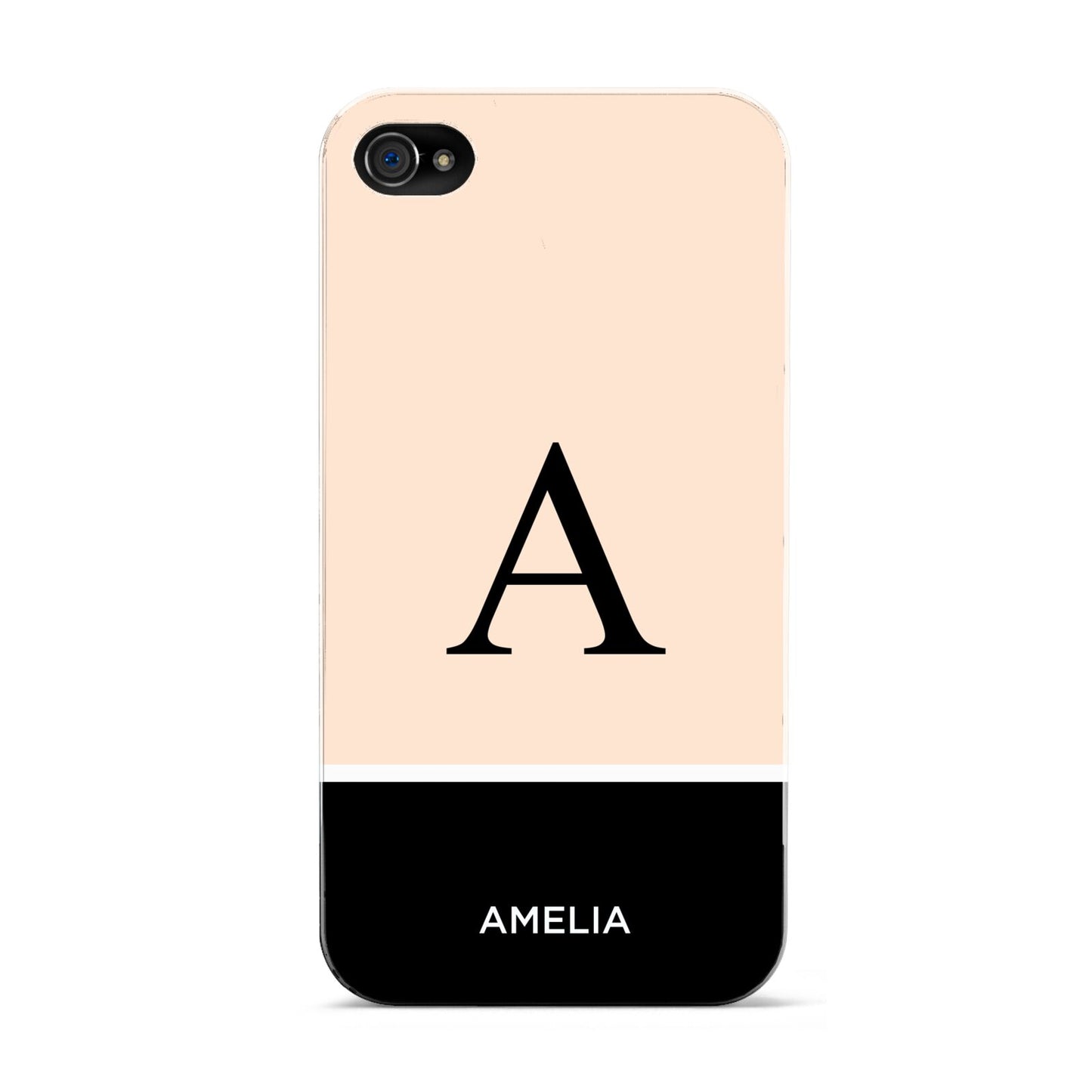 Black Neutral Personalised Initial Apple iPhone 4s Case