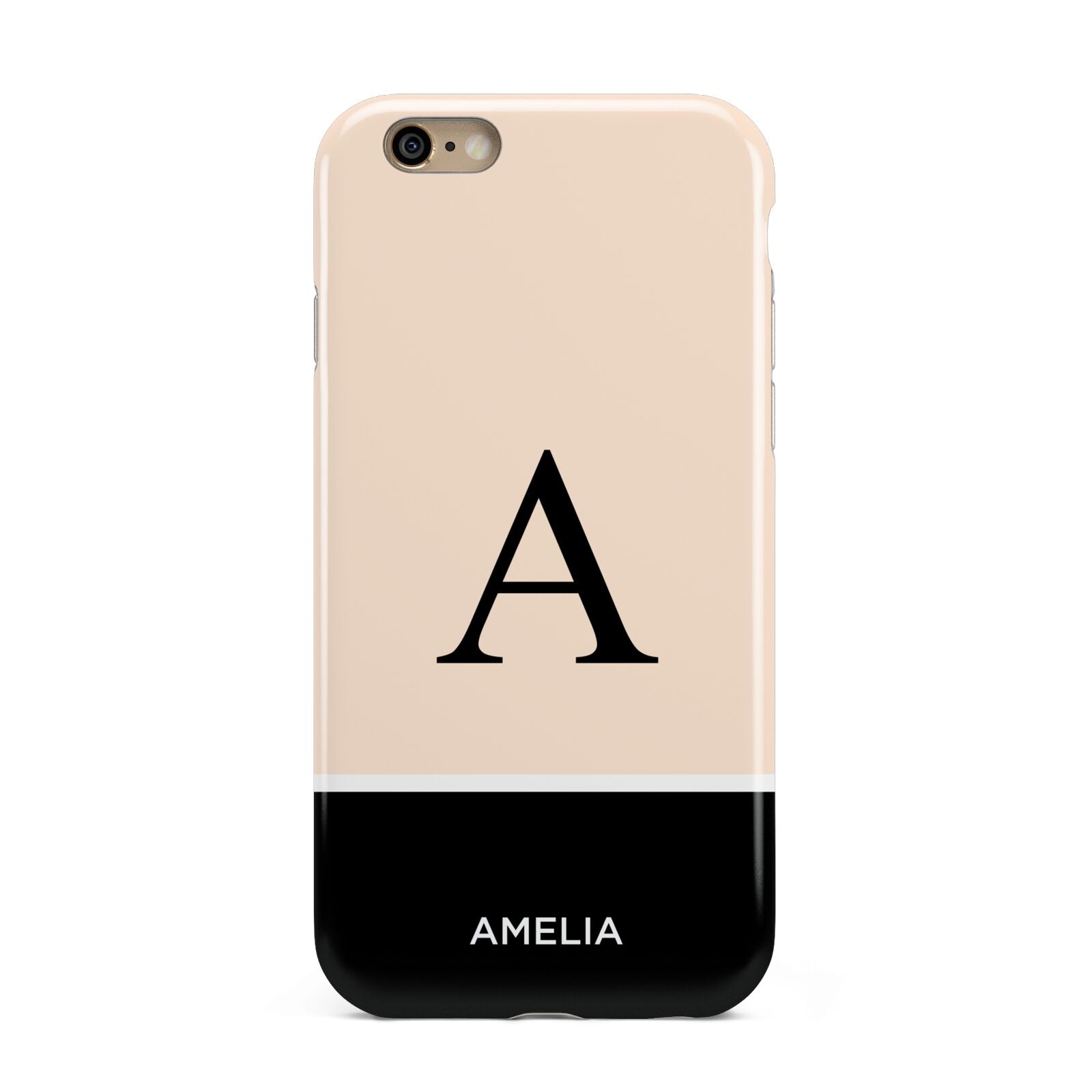 Black Neutral Personalised Initial Apple iPhone 6 3D Tough Case