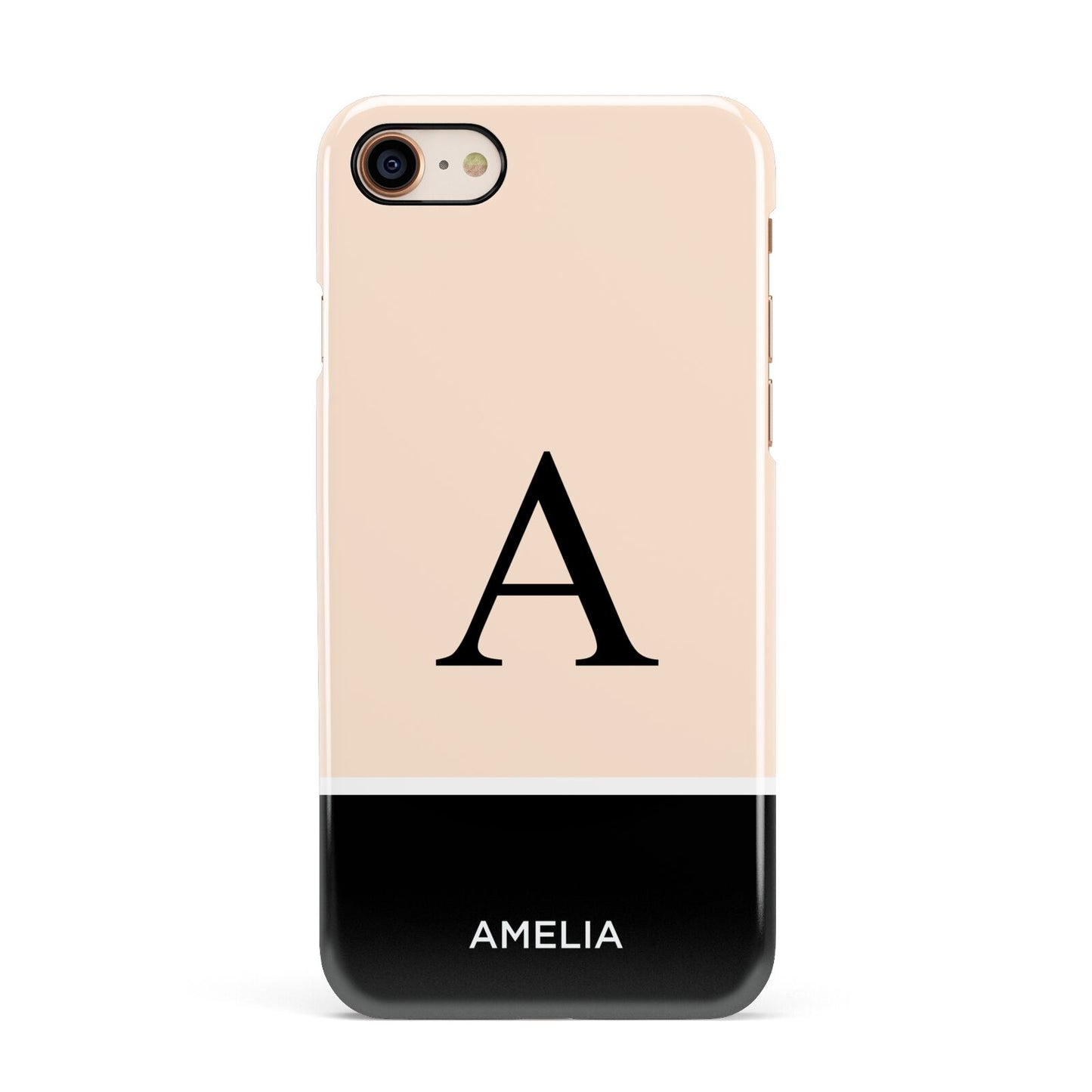 Black Neutral Personalised Initial Apple iPhone 7 8 3D Snap Case