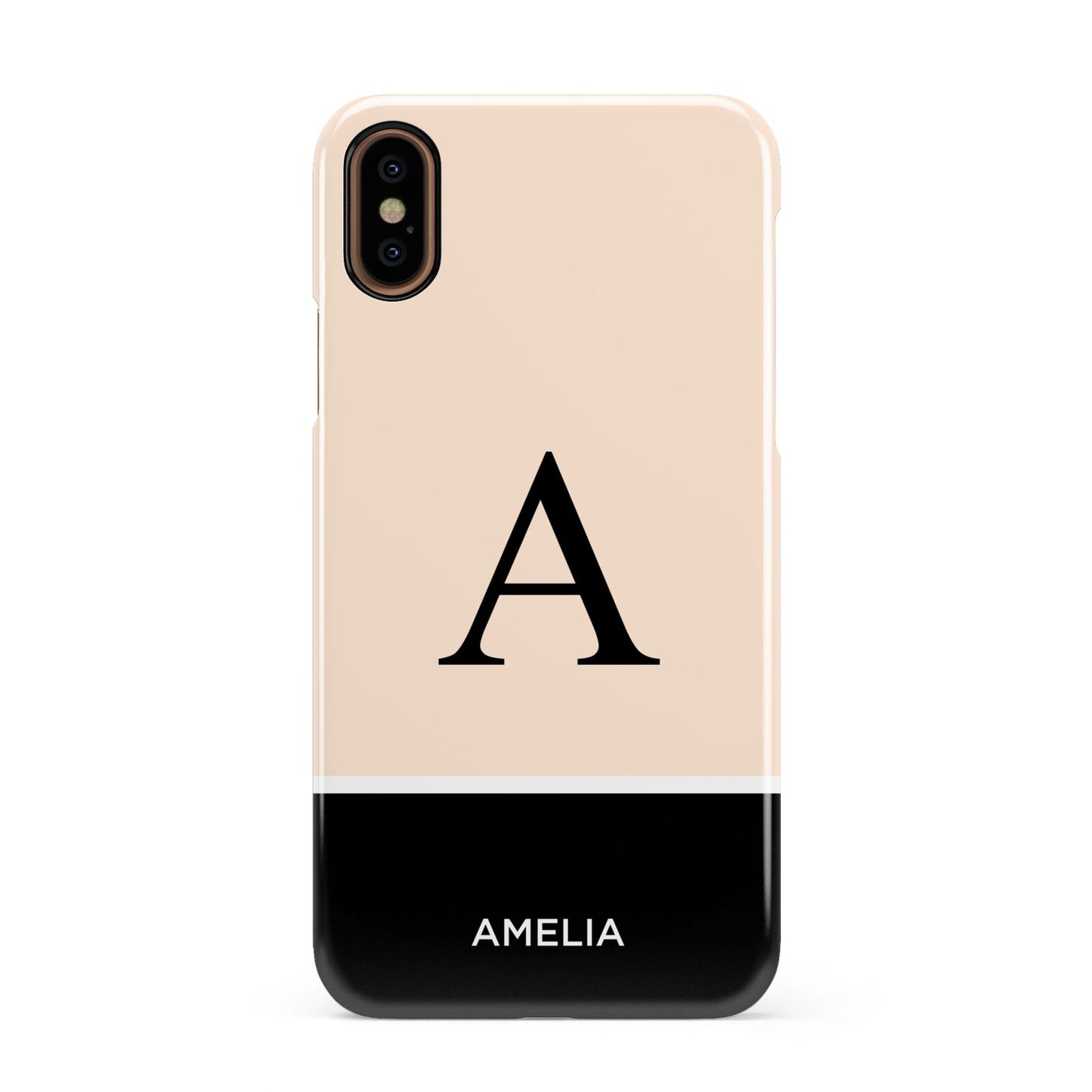 Black Neutral Personalised Initial Apple iPhone XS 3D Snap Case