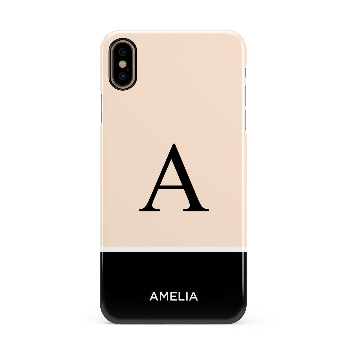 Black Neutral Personalised Initial Apple iPhone Xs Max 3D Snap Case