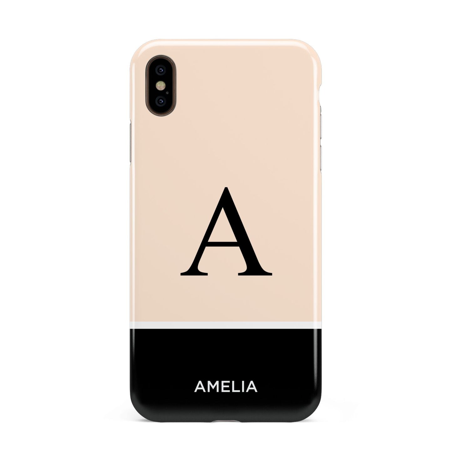 Black Neutral Personalised Initial Apple iPhone Xs Max 3D Tough Case