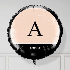 Black Neutral Personalised Initial Balloon