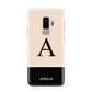 Black Neutral Personalised Initial Samsung Galaxy S9 Plus Case on Silver phone