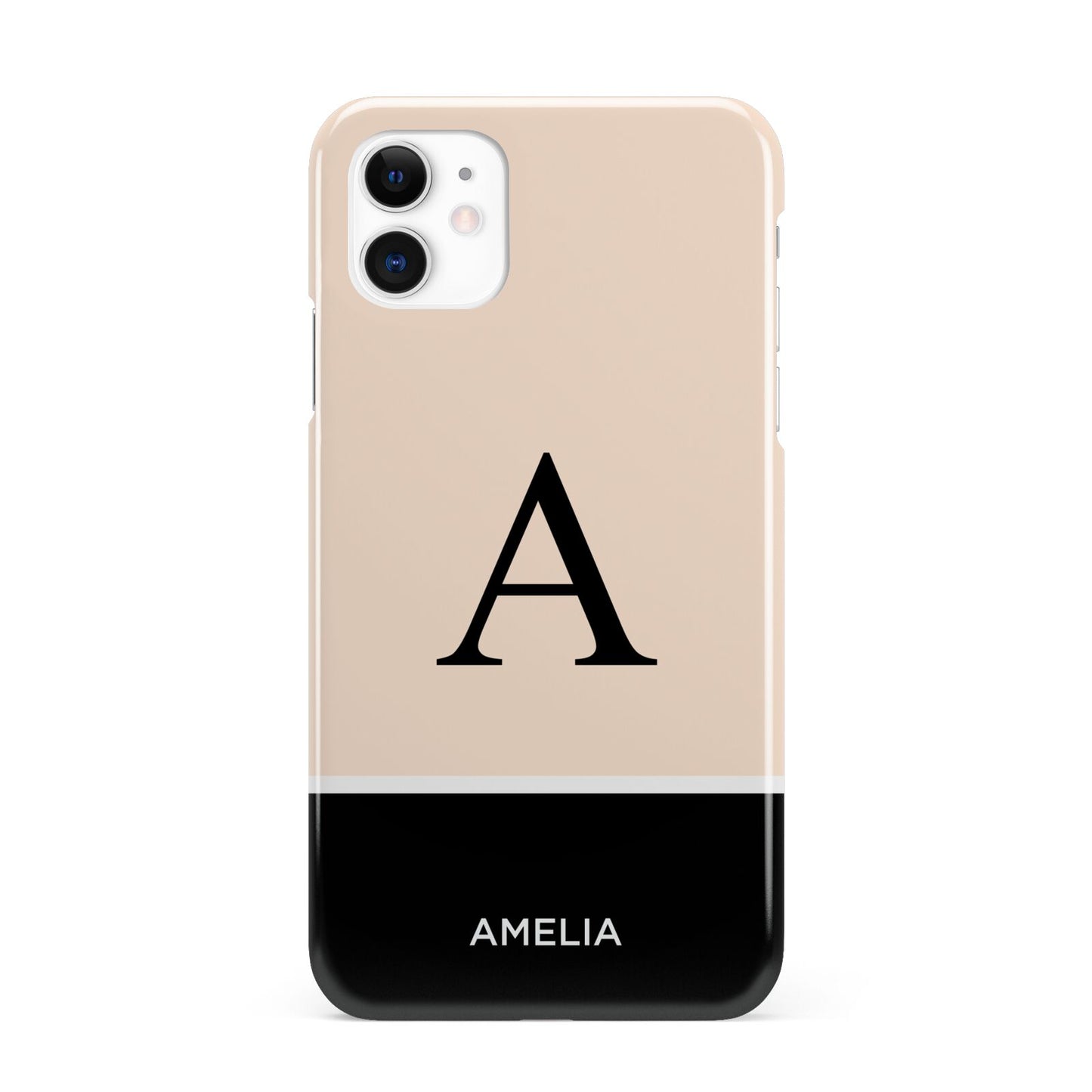 Black Neutral Personalised Initial iPhone 11 3D Snap Case