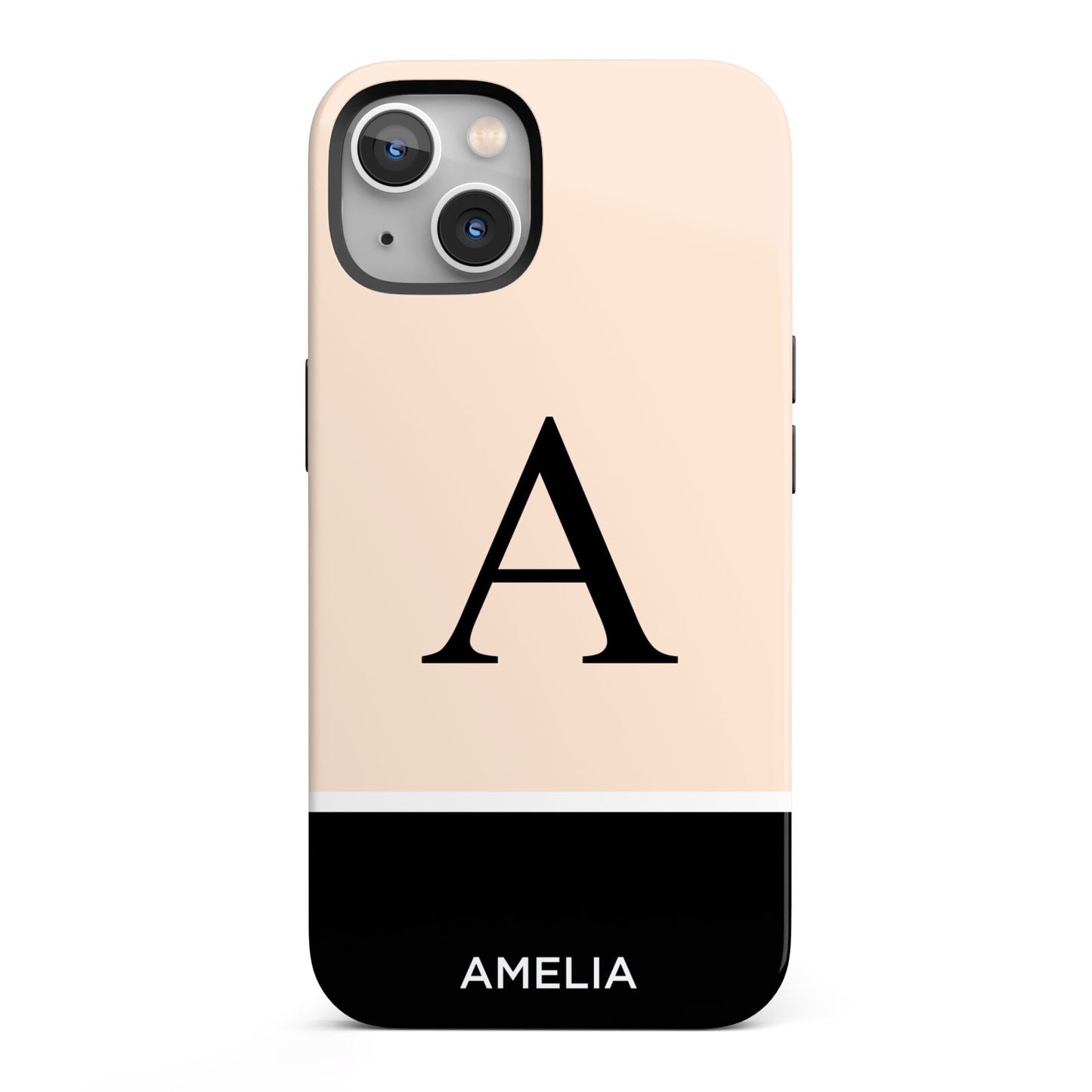 Black Neutral Personalised Initial iPhone 13 Full Wrap 3D Tough Case