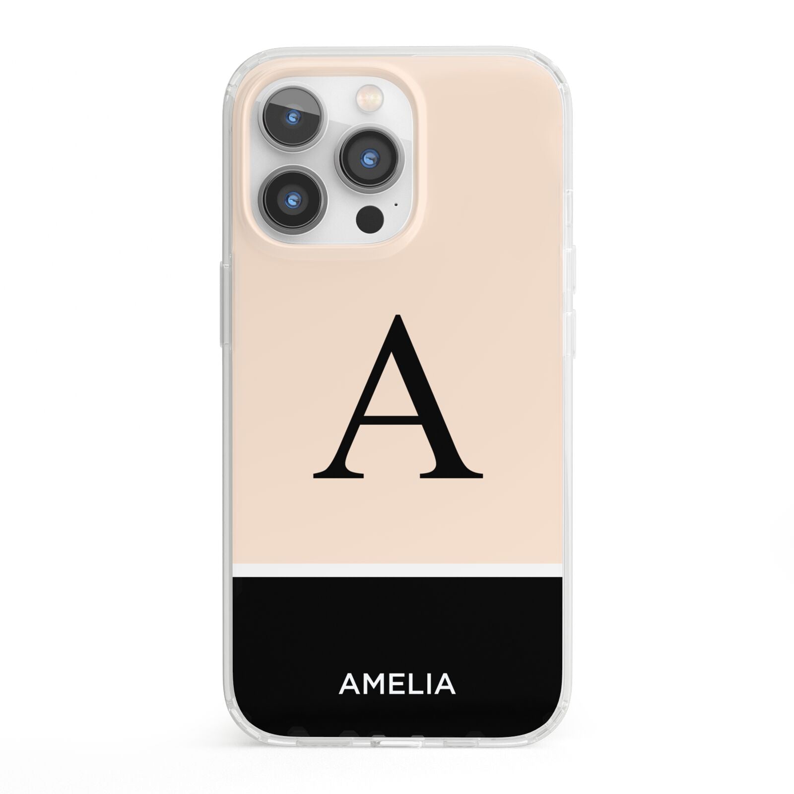 Black Neutral Personalised Initial iPhone 13 Pro Clear Bumper Case