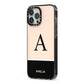 Black Neutral Personalised Initial iPhone 13 Pro Max Black Impact Case Side Angle on Silver phone