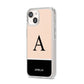 Black Neutral Personalised Initial iPhone 14 Clear Tough Case Starlight Angled Image