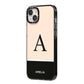 Black Neutral Personalised Initial iPhone 14 Plus Black Impact Case Side Angle on Silver phone
