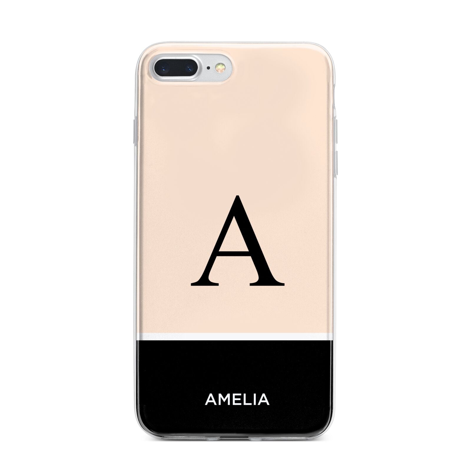 Black Neutral Personalised Initial iPhone 7 Plus Bumper Case on Silver iPhone