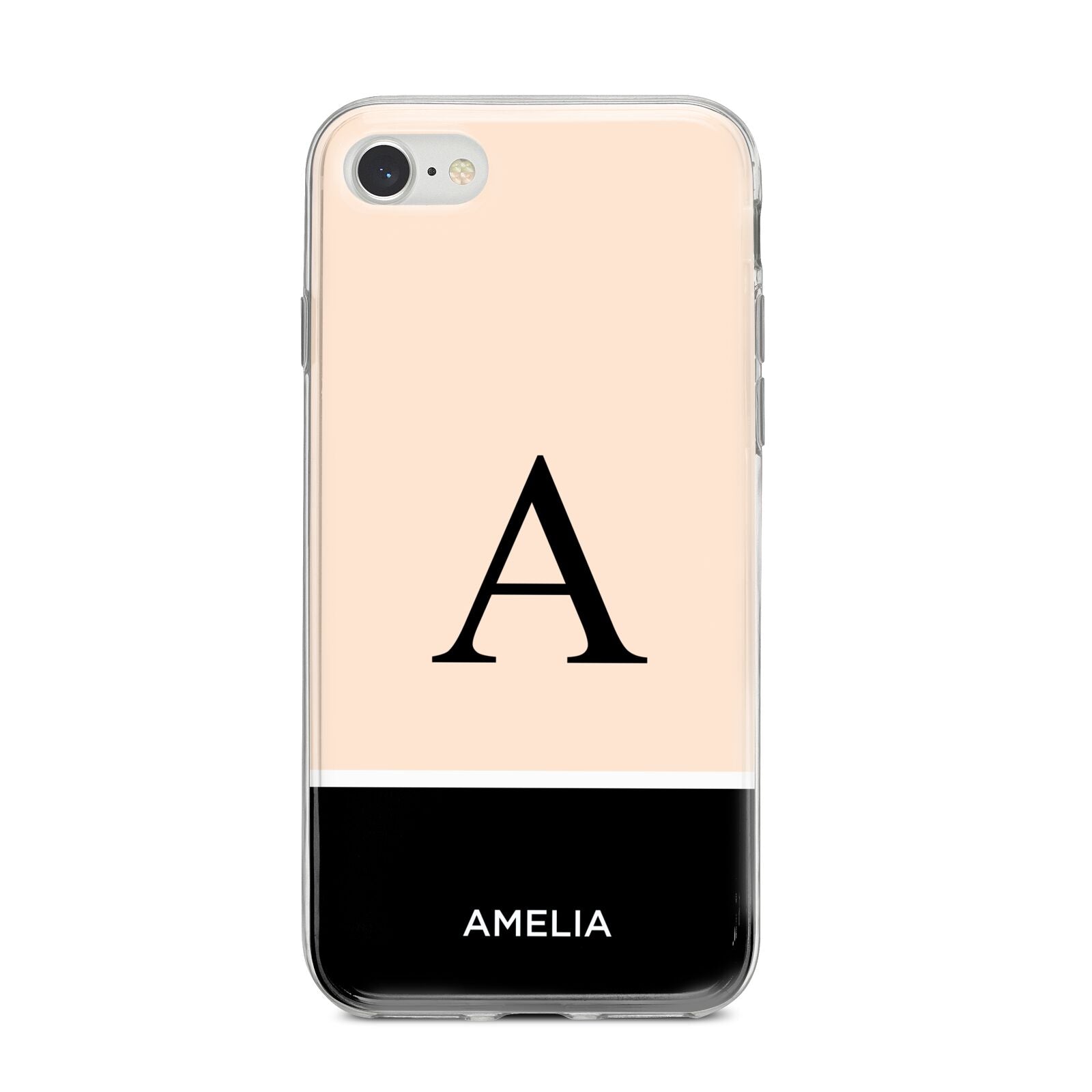 Black Neutral Personalised Initial iPhone 8 Bumper Case on Silver iPhone