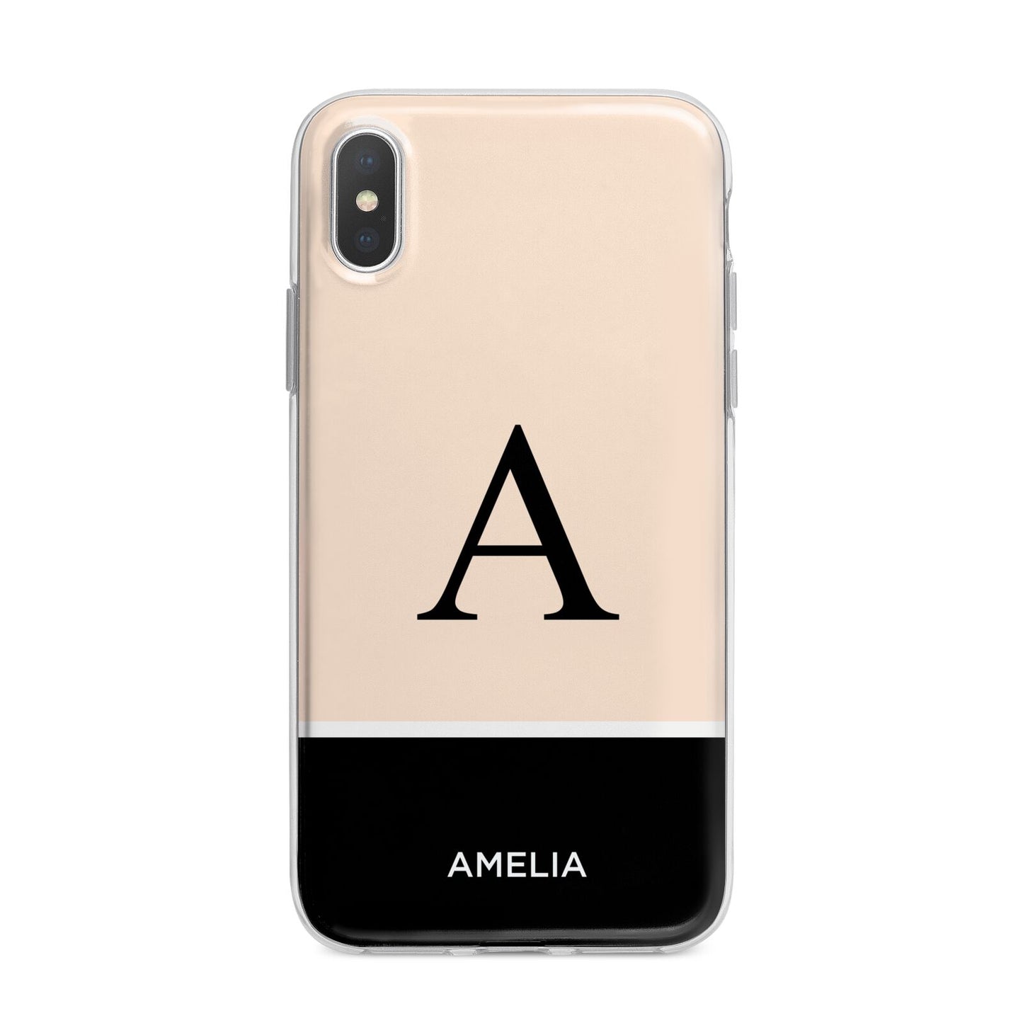 Black Neutral Personalised Initial iPhone X Bumper Case on Silver iPhone Alternative Image 1