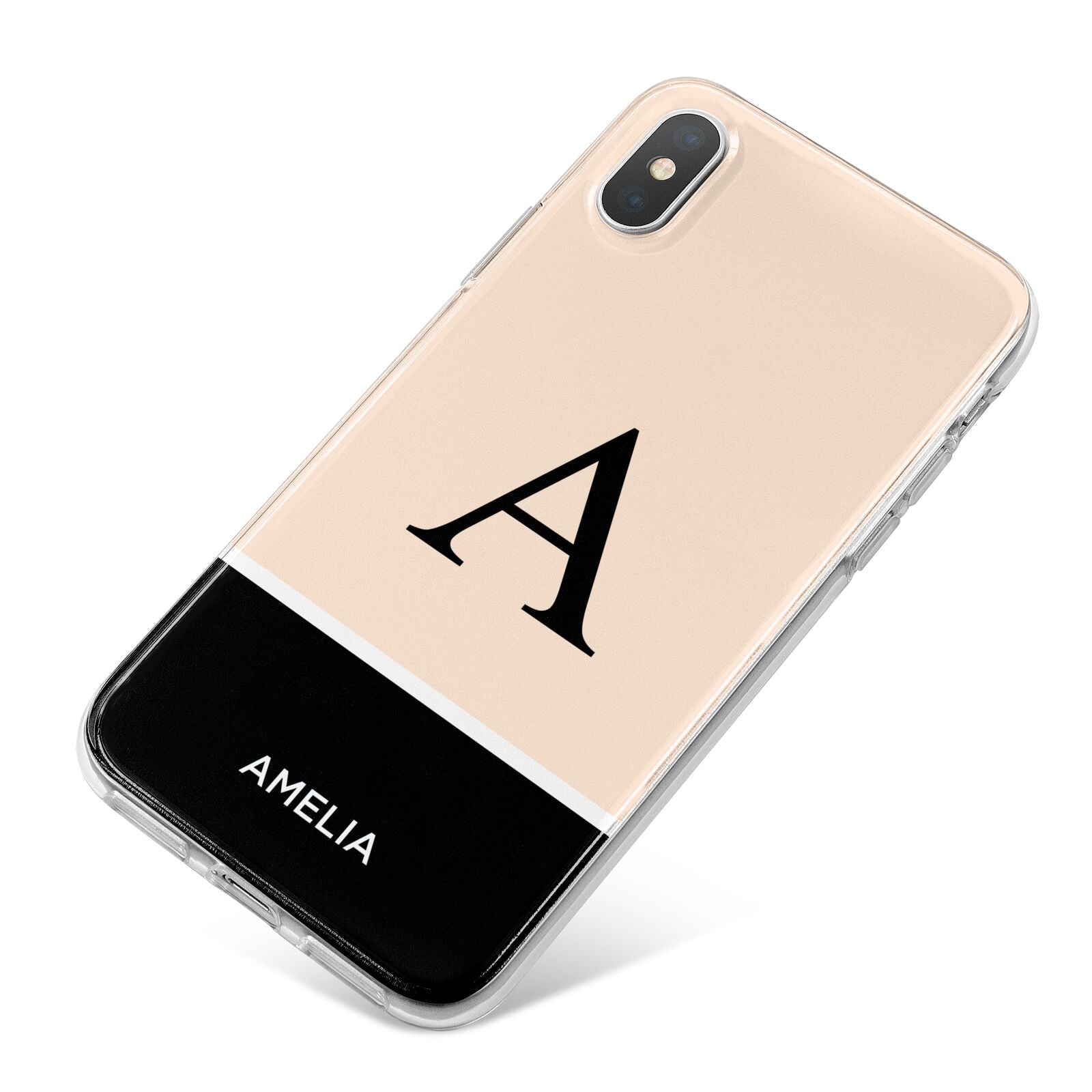 Black Neutral Personalised Initial iPhone X Bumper Case on Silver iPhone
